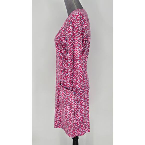 J McLaughlin Dress Womens Medium Pink Blue Stretch Knit Pockets Pullover Career - Picture 14 of 14